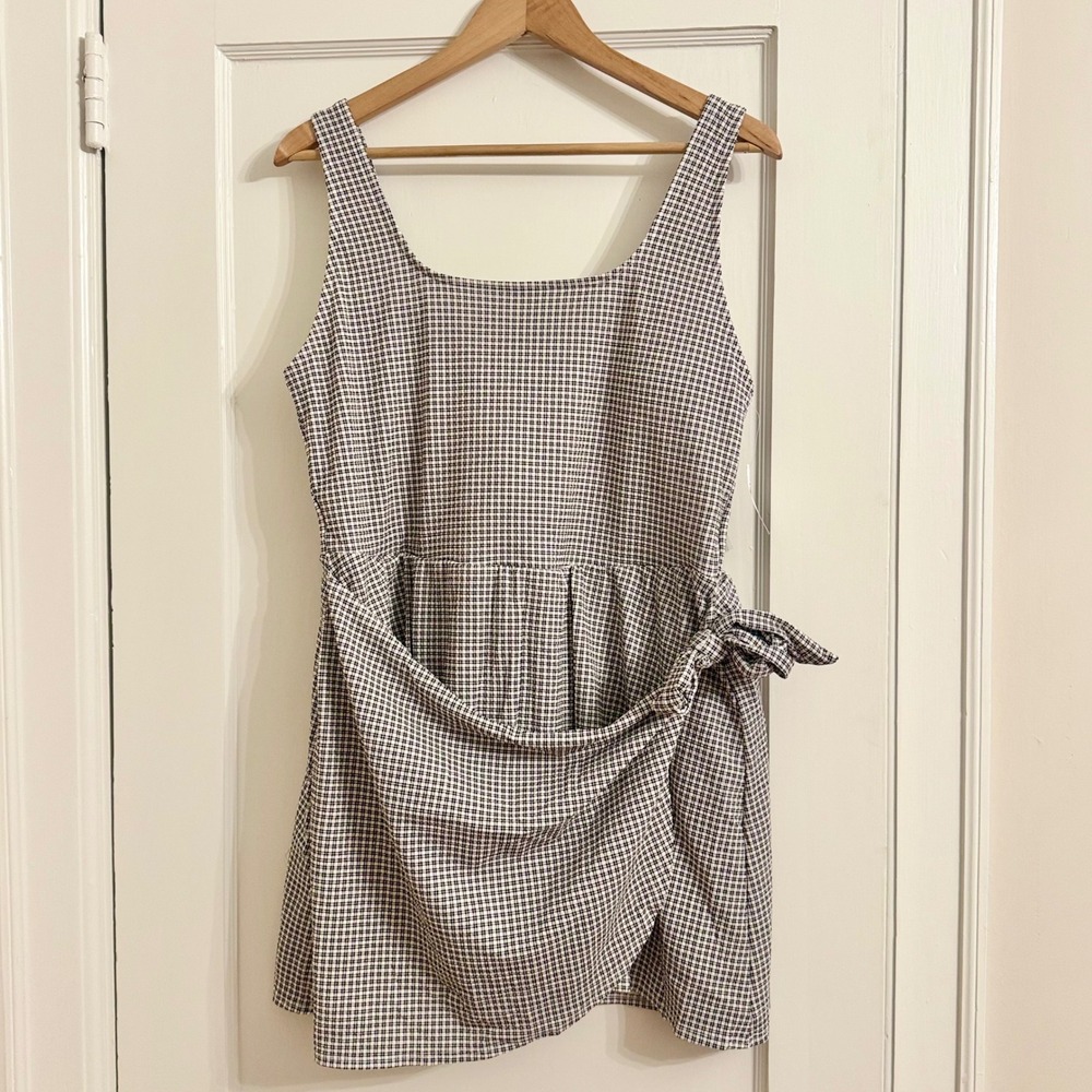 Old Navy Womens 2X Gingham Wrap Front Swim Dress Black White NWT